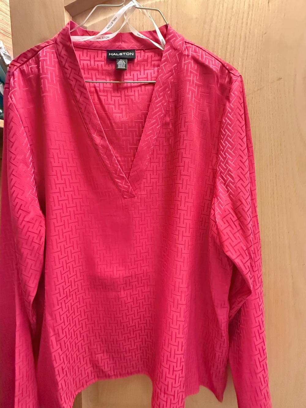 Halston Heritage Hot Pink V-Neck Long Sleeve Tunic